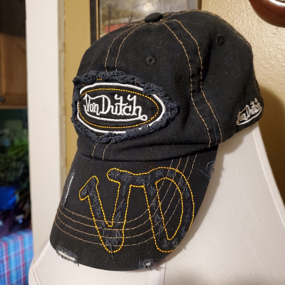 Von Dutch Ball Cap Logo Hat Distressed Look